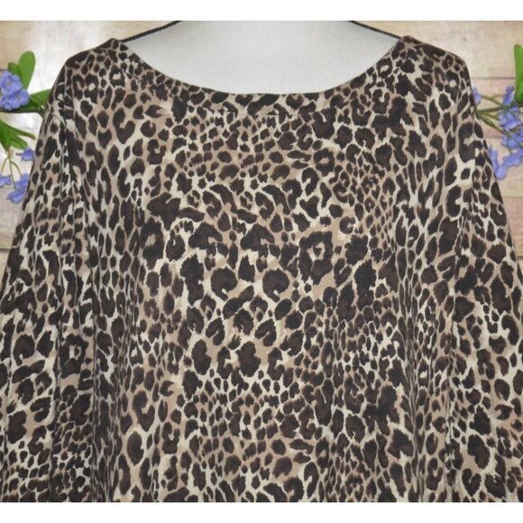 Catherines Suprema Collection 3/4 Sleeve Cheetah Animal Print Top Plus Size 3X - Picture 2 of 11